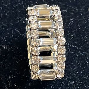 NWOT silver tone and cz stretch ring